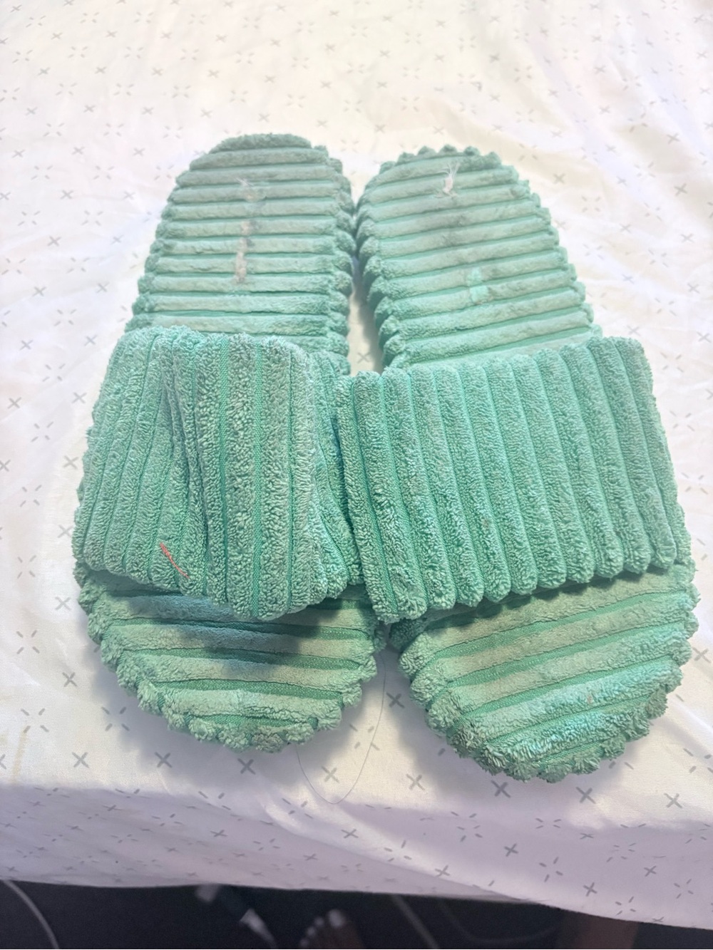 Plush Ribbed Slide Sandals - Mint Green